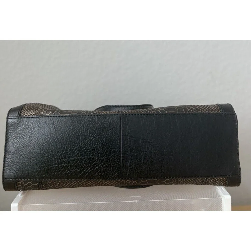 Fossil Vintage Legacy Black‎ Snake Embossed Leather Satchel Bag EUC Everyday